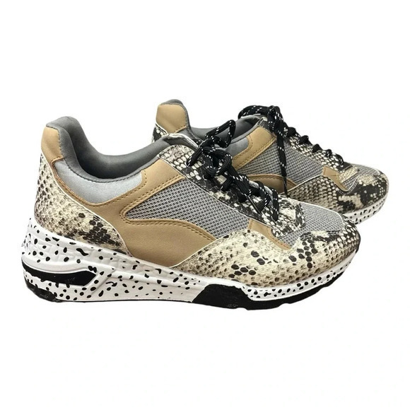 Steve‎ Madden Bena Snake Print Collage Wedge Leather Sneakers Women Size 8.5 - Picture 8 of 13